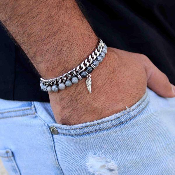 צמיד חוליות כסף לגבר - Lusso Jewelry - לוסו תכשיטים