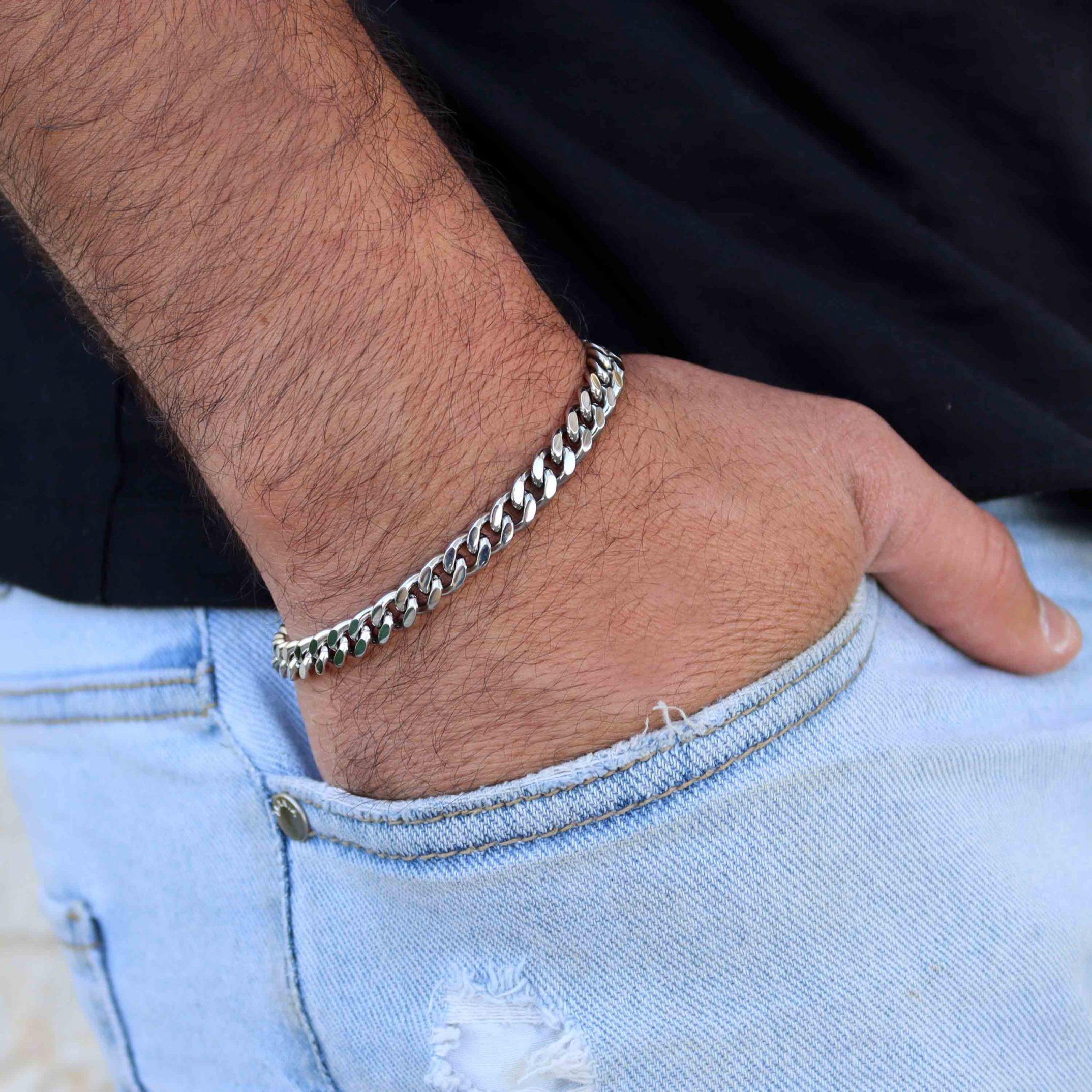 צמיד חוליות כסף לגבר - Lusso Jewelry - לוסו תכשיטים